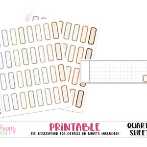 Cajas de Cuartos - Set 03 - Neutral, para Planificadores de Semanas Hobonichi, Pegatinas de Planificador Imprimibles, Pegatinas de Planificador, Cajas de Planificador