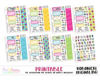 Printable Planner Stickers Weekly Kit Kawaii Food Weekly Kit Hobonichi A6 Japanese Version Hobonichi Original Daily Kit A6