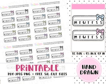 Printable Planner Stickers, Bow Habit Tracker, Doodle Stickers, Printable Doodle Stickers, Hand Drawn Stickers, Doodle Planner Stickers