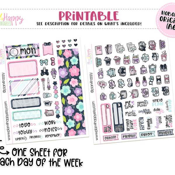 Hobonichi Original (A6) Weekly Kit, Floral Weekly Kit, Printable Planner Stickers, Daily Kit, Hobonichi A6 Japanese Version