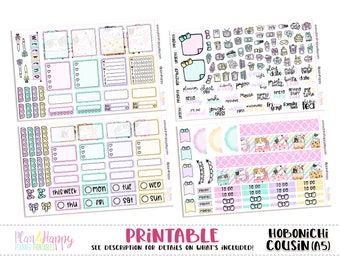 Hobonichi Cousin (A5) Weekly Kit, Boba Cats Weekly Kit, Printable Planner Stickers, Printable Weekly Kit, Hobonichi Weekly Kit