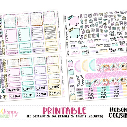 Printable Hobonichi Cousin Weekly Planner Stickers Cricut - Etsy