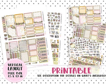 Printable Weekly Kit,  Vertical Planner Weekly Kit, Fall Fox Weekly Kit, Printable Planner Stickers, Printable Stickers
