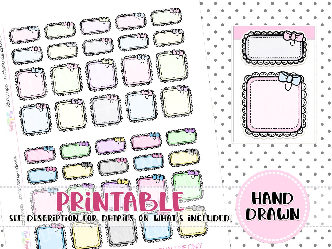 Printable, Lacy Boxes, Printable Kawaii Stickers, Larger Size for ...