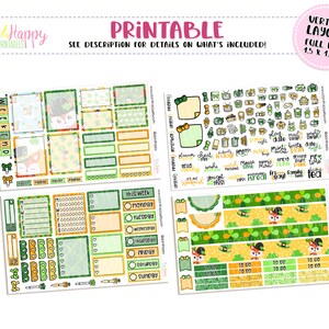 Kit semanal imprimible, kit semanal de planificador vertical, kit semanal de San Patricio, pegatinas de planificador imprimible, pegatinas imprimibles