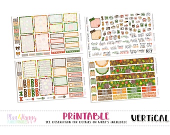 Printable Weekly Kit, Vertical Planner Weekly Kit, Cute Autumn Weekly Kit, Printable Planner Stickers, Printable Stickers