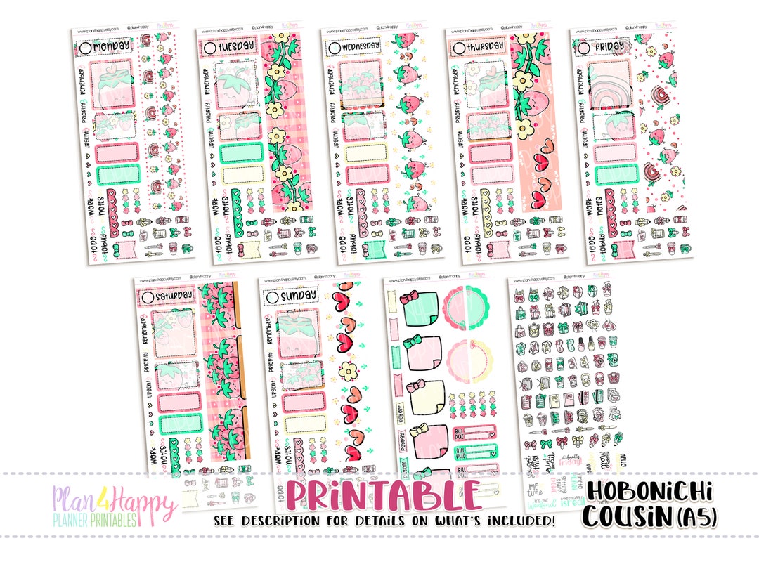 Hobonichi Cousin (A5) Daily Kit, Sweet Strawberry Kit , Hobonichi ...
