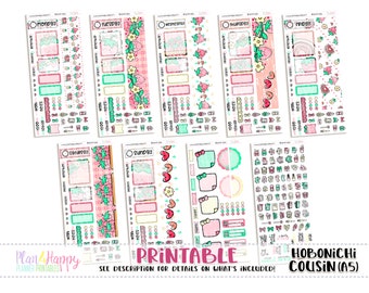 Hobonichi Cousin (A5) Daily Kit, Sweet Strawberry Kit , Hobonichi Cousin Stickers, Hobonichi Stickers, Printable Planner Stickers
