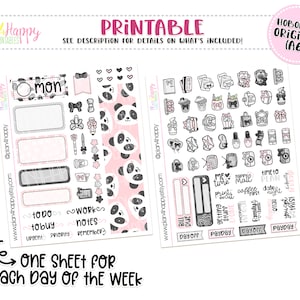 Hobonichi Original (A6) wöchentliche Kit, Panda wöchentliche Kit, druckbare Sticker, tägliche Kit, Hobonichi A6 japanische Version