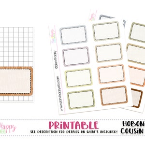 Meias Caixas - Conjunto 03 - Neutro, para Primo Hobonichi (A5), Adesivos Planner Imprimíveis, Adesivos Planner, Caixas Planner
