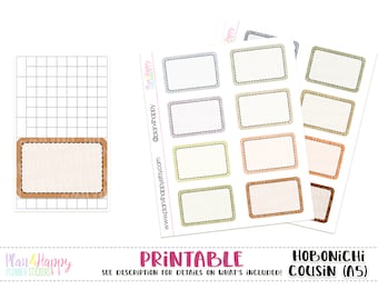 Half Boxes - Set 03 - Neutral, for Hobonichi Cousin (A5), Printable Planner Stickers, Planner Stickers, Planner Boxes
