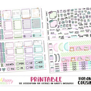Hobonichi Cousin (A5) Kit semanal, Kit semanal de gatos de café, Pegatinas de planificador imprimibles, Kit semanal imprimible, Kit semanal de Hobonichi