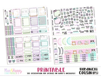 Hobonichi Cousin (A5) Weekly Kit, Coffee Cats Weekly Kit, Printable Planner Stickers, Printable Weekly Kit, Hobonichi Weekly Kit