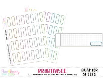 Quarter Boxes - Set 01 - Pastel, for Hobonichi Weeks Planners, Printable Planner Stickers, Planner Stickers, Planner Boxes