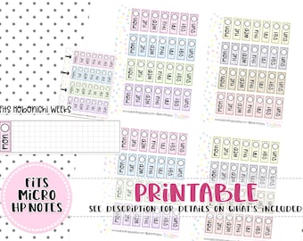 Printable Planner Stickers, Hobonichi Weeks - Date Covers, Fits Micro Happy Notes, Tiny Stickers, Hobonichi Weeks Stickers