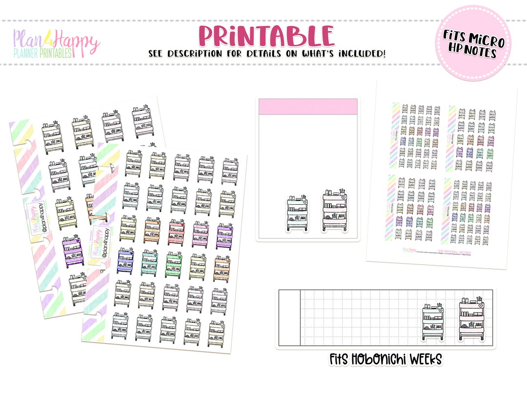 Printable Planner Stickers, Planner Cart Stickers, Fits Micro Happy