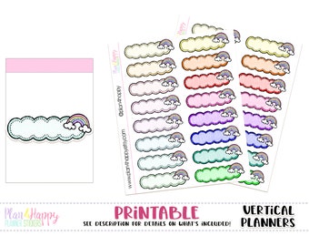 Rainbow Scallop Quarter Boxes, for Standard Vertical Planners, Printable Planner Stickers, Planner Stickers, Planner Boxes