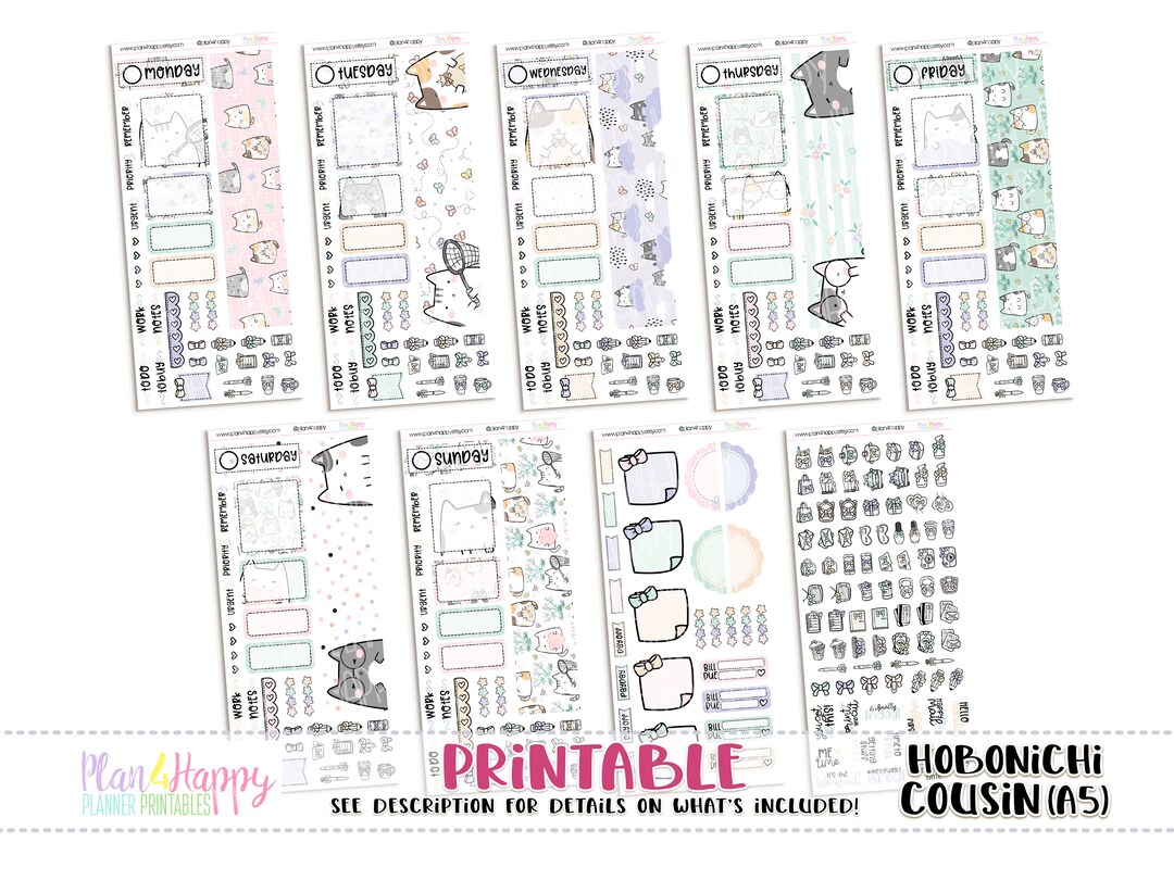 Hobonichi Cousin A5 Daily Kit, Spring Kitties Kit , Hobonichi Cousin ...