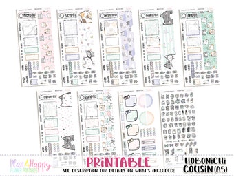 Hobonichi Cousin (A5) Daily Kit, Spring Kitties Kit , Hobonichi Cousin Stickers, Hobonichi Stickers, Printable Planner Stickers