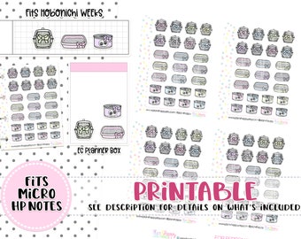 Printable Planner Stickers, Cat Care Stickers, Fits Micro Happy Notes, Tiny Stickers, Doodle Stickers, Hobonichi Weeks Stickers