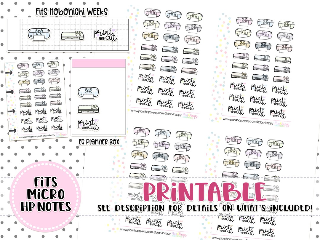 Printable Planner Stickers, Print and Cut Stickers - Cameo, Sheets Fit