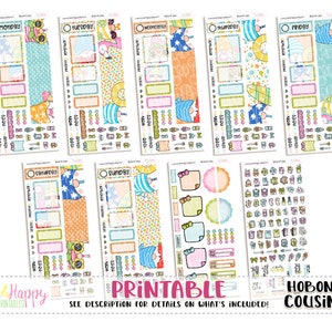 Hobonichi Cousin (A5) Daily Kit, Summer Gnomes Kit , Hobonichi Cousin Stickers, Hobonichi, Hobonichi Stickers, Printable Planner Stickers