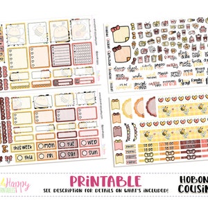 Hobonichi Cousin (A5) Kit semanal, Kit semanal de abejas de miel, Pegatinas de planificador imprimibles, Kit semanal imprimible, Kit semanal de Hobonichi
