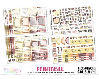 Hobonichi Cousin (A5) Weekly Kit, Honey Bees Weekly Kit, Printable Planner Stickers, Printable Weekly Kit, Hobonichi Weekly Kit