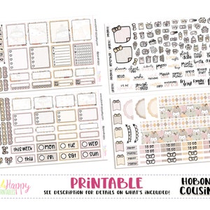 Hobonichi Cousin (A5) Kit semanal, Kit semanal de gatos fofos de outono, adesivos de planejador para impressão, Kit semanal para impressão, Kit semanal Hobonichi