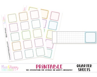 Full Boxes - Set 01 - Pastel, for Hobonichi Weeks Planners, Printable Planner Stickers, Planner Stickers, Planner Boxes, Hobonichi Stickers