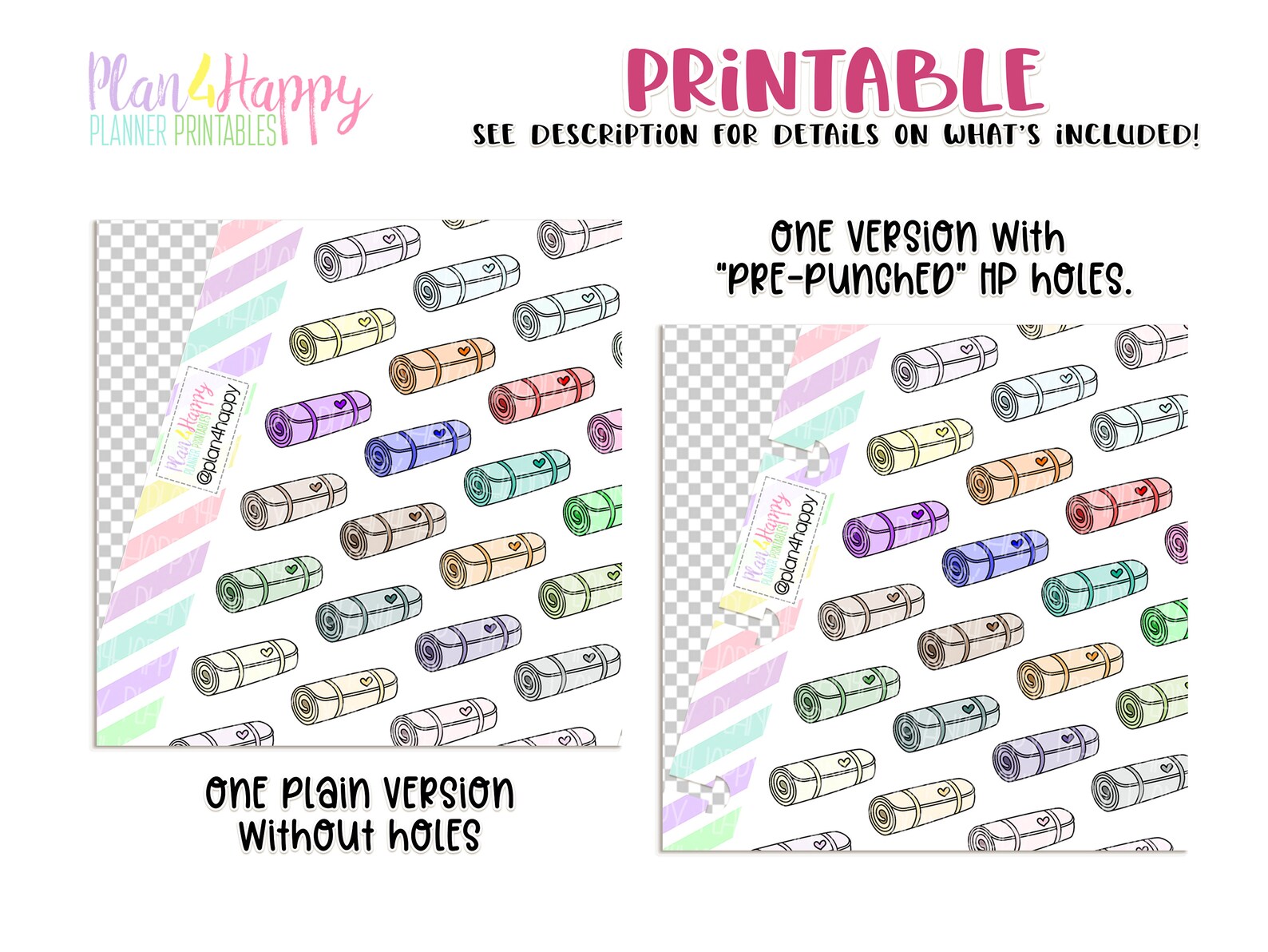 yoga mat stickers printable planner stickers sheets fit etsy
