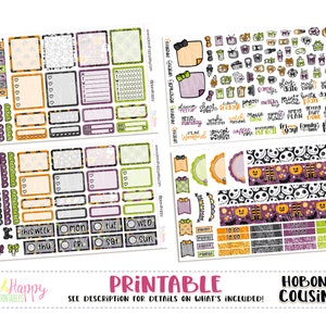 Kit semanal Hobonichi Cousin (A5), kit semanal de Halloween, adesivos de planejador para impressão, kit semanal para impressão, kit semanal Hobonichi