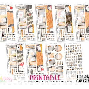 Hobonichi Primo (A5) Kit Diário, Kit de Hedgies de Outono, Adesivos Hobonichi Primo, Adesivos Hobonichi, Adesivos de Planejador para Impressão