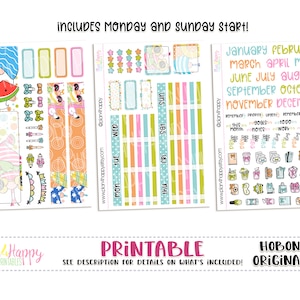 Hobonichi Original (A6) Monthly Kit, Summer Gnomes Monthly Kit, Printable Planner Stickers, Monthly Kit, Hobonichi A6 Japanese Version