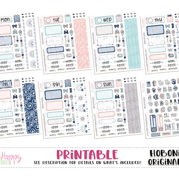 Hobonichi Original (A6) Weekly Kit, Pastel Rainbows Weekly Kit, Printable Planner Stickers, Daily Kit, Hobonichi A6 Japanese Version