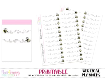 Bumblebee Divider/Header, for Standard Vertical Planners, Printable Planner Stickers, Planner Stickers, Planner Boxes