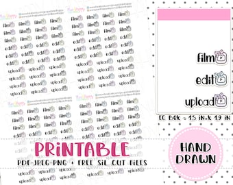 Printable Planner Stickers, Video Stickers, Script Stickers, Video Printable Stickers, Printable Script Stickers