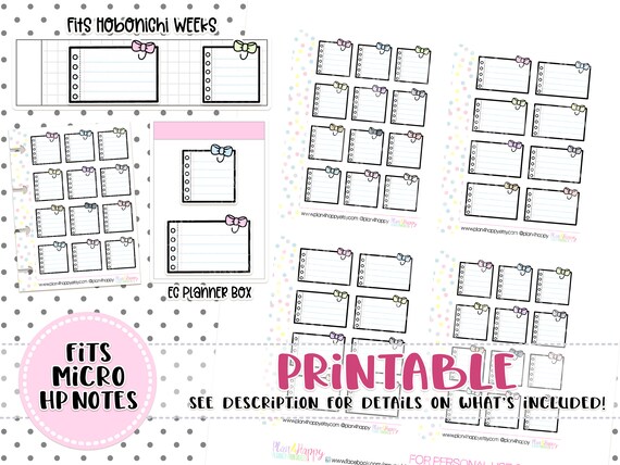 Printable Planner Stickers Notebook Page Boxes Sheets Fit | Etsy
