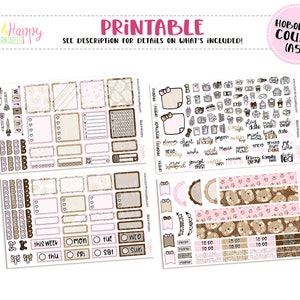Hobonichi Cousin (A5) Kit Semanal, Kit Semanal Urso Rosa, Adesivos de Planejador para Impressão, Kit Semanal para Impressão, Kit Semanal Hobonichi