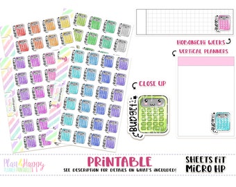 Kawaii Budget Stickers, Sheets Fit Micro Happy Notes, Printable Planner Stickers, Kawaii Stickers, Micro Sheets