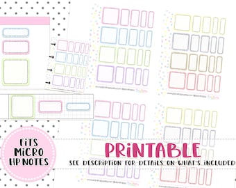 Printable Planner Stickers, Hobonichi Weeks - Assorted Sizes Boxes, Fits Micro Happy Notes, Tiny Stickers, Hobonichi Weeks Stickers