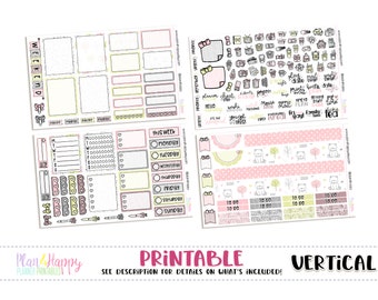 Printable Weekly Kit, Vertical Planner Weekly Kit, Woodland Bears Weekly Kit, Printable Planner Stickers, Printable Stickers