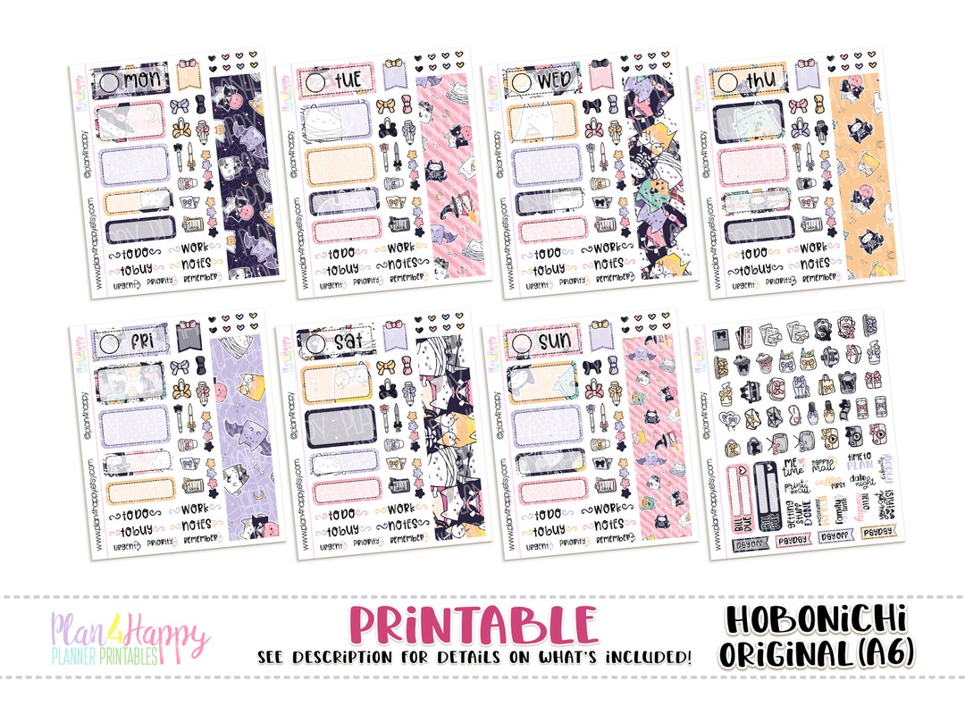 Hobonichi Original (A6) Weekly Kit, Cute Halloween Cats Weekly Kit ...