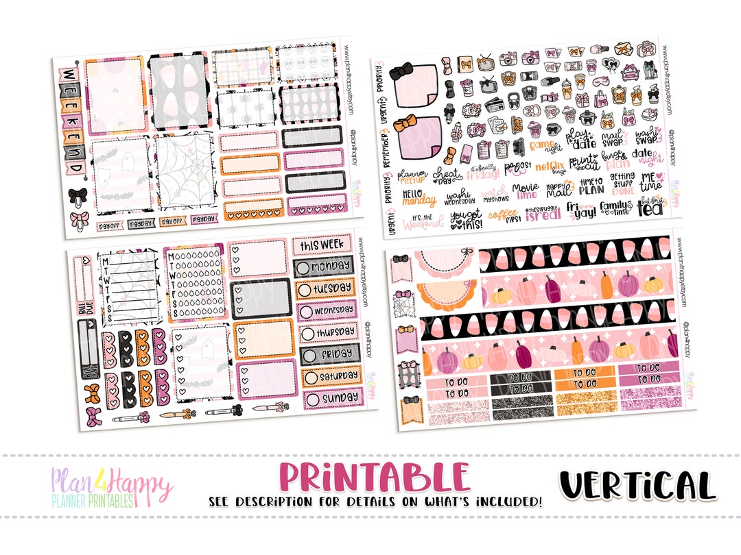 Printable Weekly Kit, Vertical Planner Weekly Kit, Cutest Halloween ...