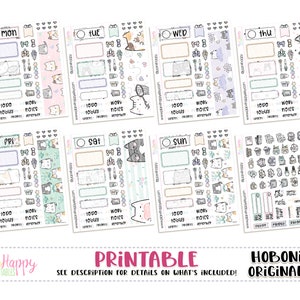 Hobonichi Original (A6) Kit Semanal, Kit Semanal Spring Kitties, Adesivos de Planejador para Impressão, Kit Diário, Hobonichi A6 Versão Japonesa