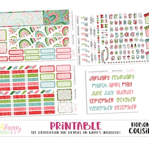 Hobonichi Cousin (A5) Monthly Kit, Festive Rainbows Monthly Kit, Hobonichi A5, Hobonichi Stickers, Hobonichi Cousin, Printable Stickers