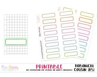 Quarter Boxes - Set 01 - Pastel, for Hobonichi Cousin (A5), Printable Planner Stickers, Planner Stickers, Planner Boxes