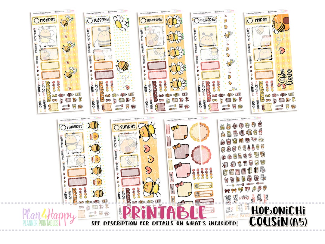 Hobonichi Cousin (A5) Daily Kit, Honey Bees Kit , Hobonichi Cousin ...