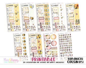 Hobonichi Cousin (A5) Daily Kit, Honey Bees Kit , Hobonichi Cousin Stickers, Hobonichi Stickers, Printable Planner Stickers