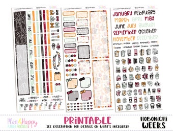 Hobonichi Weeks Monthly Kit, Thankful Hobonichi Weeks Monthly, Printable Planner Stickers, Printable Monthly Kit, Hobonichi